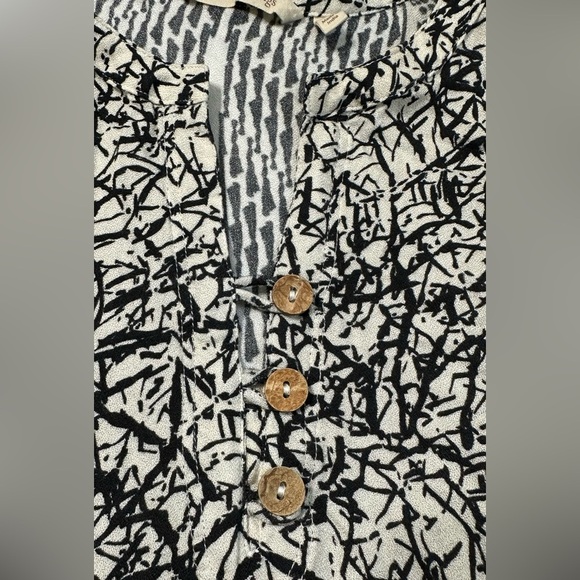 Soft Surroundings Raven Shift Black and White Dress 3/4 Sleeve Ikat Print Rayon - Picture 14 of 14